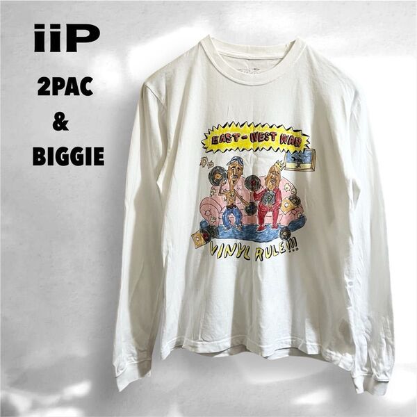 iiP 2PAC & ノトーリアスB.I.G. ロンT 長袖Tシャツ カットソー ホワイト 古着 グラフィック プリント