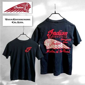 インディアン・モーターサイクル × 東洋エンタープライズ 刺繍 Tシャツ 半袖 カットソー TOYO 黒