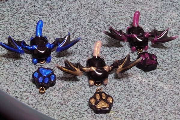 3個セット 肉球チャーム付き猫ねこにゃんこ悪魔ver.