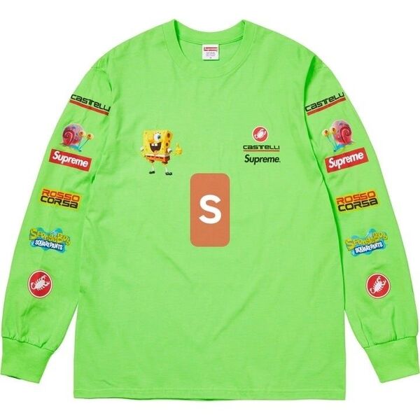 Supreme SpongeBob SquarePants Castelli Racing L/S Tee Lime Small