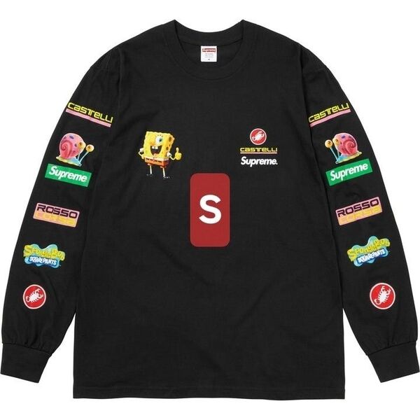Supreme SpongeBob SquarePants Castelli Racing L/S Tee Black Small