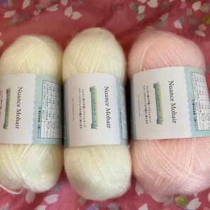 Nuance Mohair ニュアンスモヘア 3玉セット ピンク/ホワイト