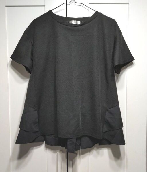 しまむら 半袖 フリル トップス シャツ チュニック ブラック M