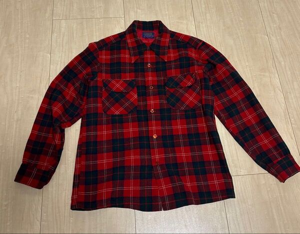 ペンドルトン PENDLETON ボルドーと黒のチェック柄 長袖ネルシャツ