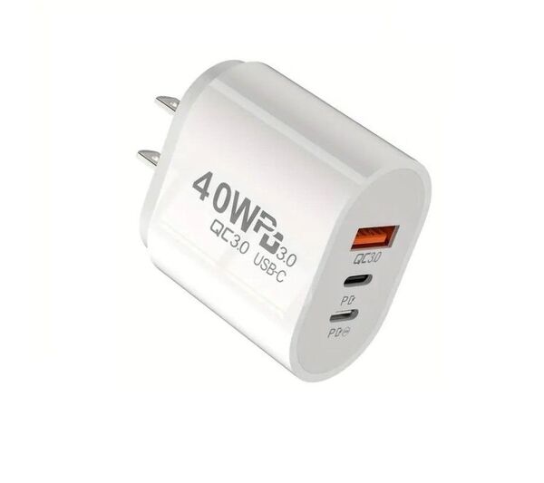 最新40W ACアダプター 急速充電器 全3ポート type-C PD USB-A PC iPhone iPad アンドロイド