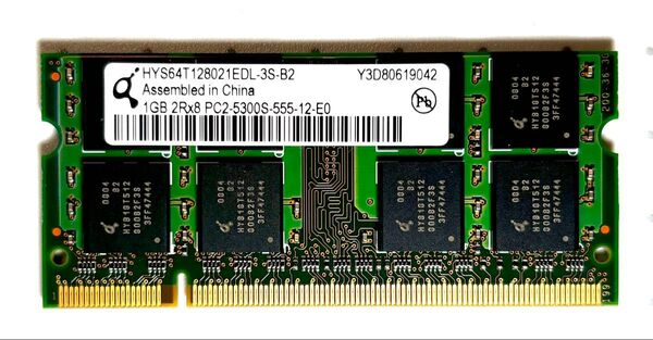 ノートパソコン用メモリ Qimonda 1GB DDR2-667 HYS64T128021EDL-3S-B2