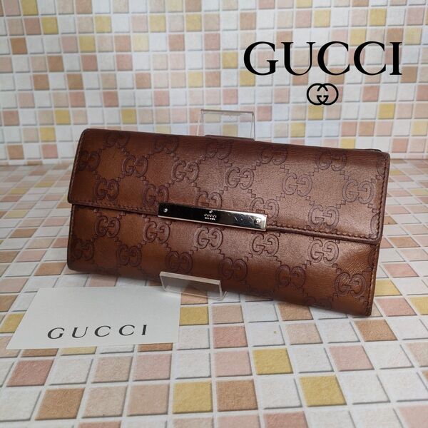 S25 GUCCI グッチ レザー GG柄 長財布