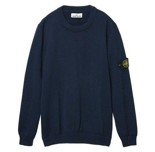 STONE ISLAND ストーンアイランド クルーネック ニット セーター ブルー メンズ XXLサイズ 右袖ほつれあり