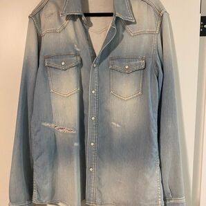 ロンハーマンRon Hermanスウェットデニムシャツ ダメージ加工