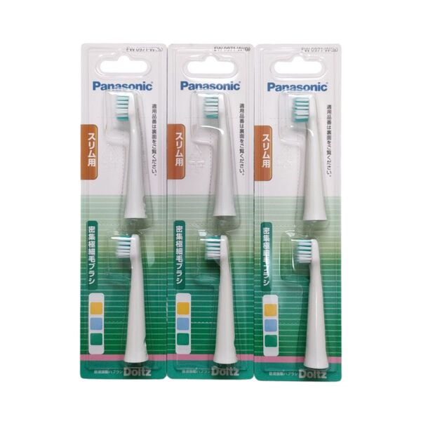 パナソニック Panasonic ドルツ 音波振動ハブラシ スリム用密集極細毛ブラシ EW0971-W 2本入×3セット