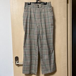 グリーンチェック柄ワイドパンツ 美品