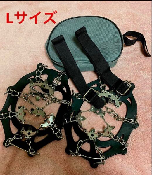 未使用品 ZAFIELD 軽アイゼン チェーンスパイク 19本爪 L ゴム BK