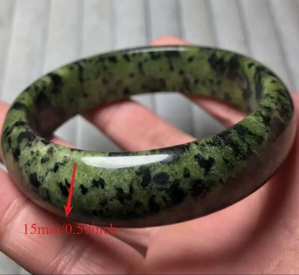 ファッション アクセサリー Oリング 天然石 ダークグリーン 内径58mm