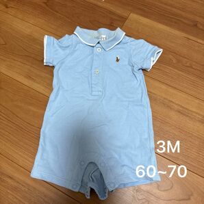 ラルフローレン ポロシャツ ロンパース 3M 水色