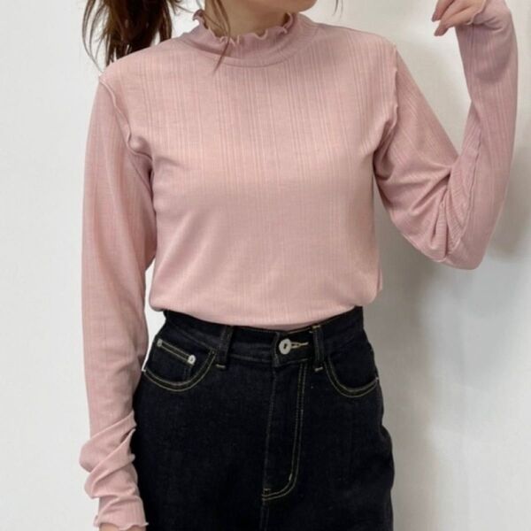 Heather ヘザー シアーテレコハイネックトップス 921185 ピンク カットソー