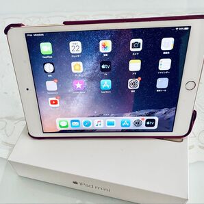 超美品 傷、汚れなし iPad mini3 WiFi+Cellularモデル16GB ゴールド 箱有り、フィルムとカバー付き