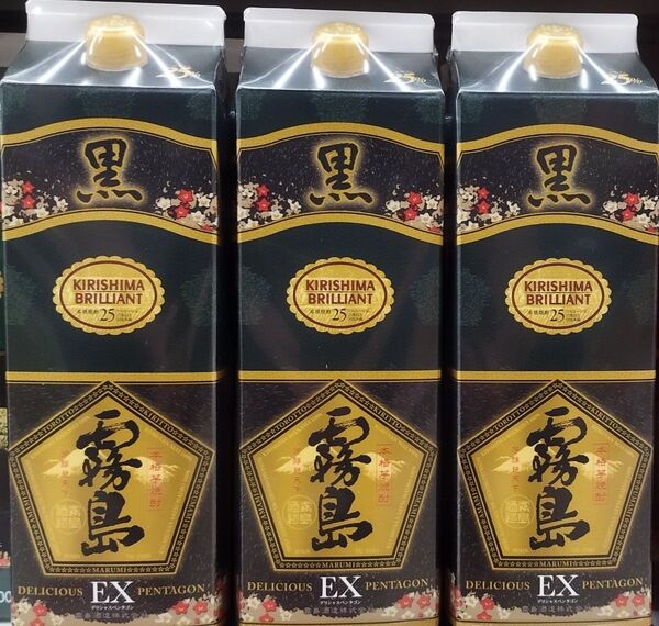 【霧島酒造】 黒霧島EX25度1800mlパック×6本。 芋焼酎。