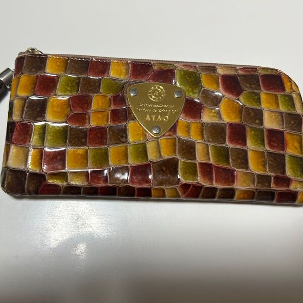 ATAO 長財布 パッチワーク エナメルレザー マルチカラー