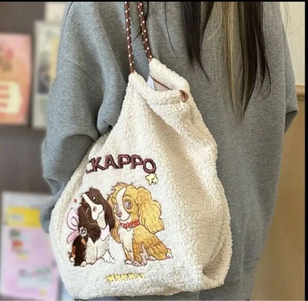 犬 柄 刺繍 エコバッグ トートバック