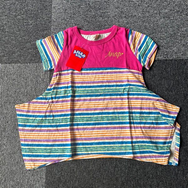 【新品未使用】女の子 110㎝ ANAP トップス チュニック ピンク ボーダー 半袖 キッズ Tシャツ トップス カットソー