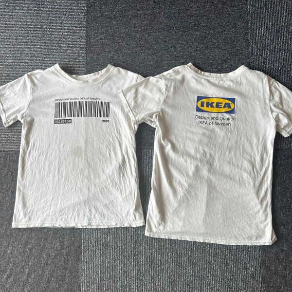 女の子 男の子 IKEA Tシャツ 120㎝ 白 男女双子 お揃いコーデ 2枚 Tシャツ 半袖 半袖Tシャツ プリント ロゴ