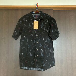 【新品未使用】メンズ Mサイズ 和柄 アロハシャツ ボタンシャツ トンボ柄 綿 総柄 半袖シャツ アロハシャツ 半袖 トップス