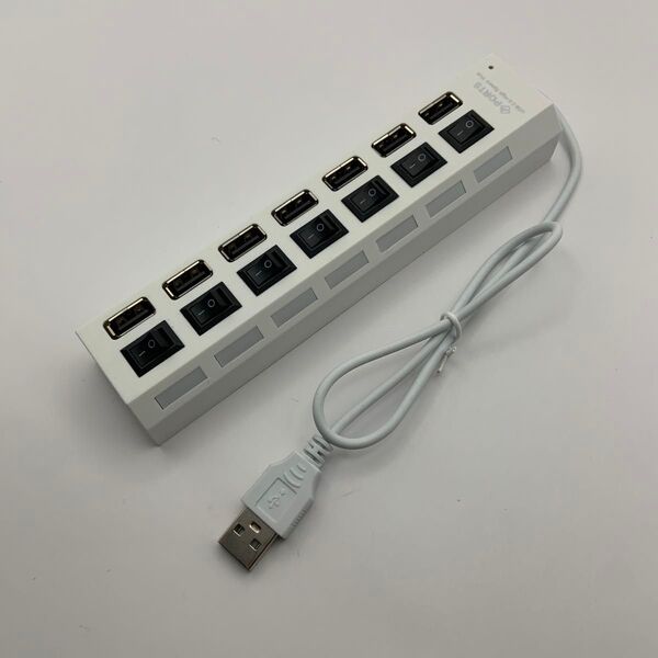 7ポート USBハブ ホワイト LED スイッチ 付き