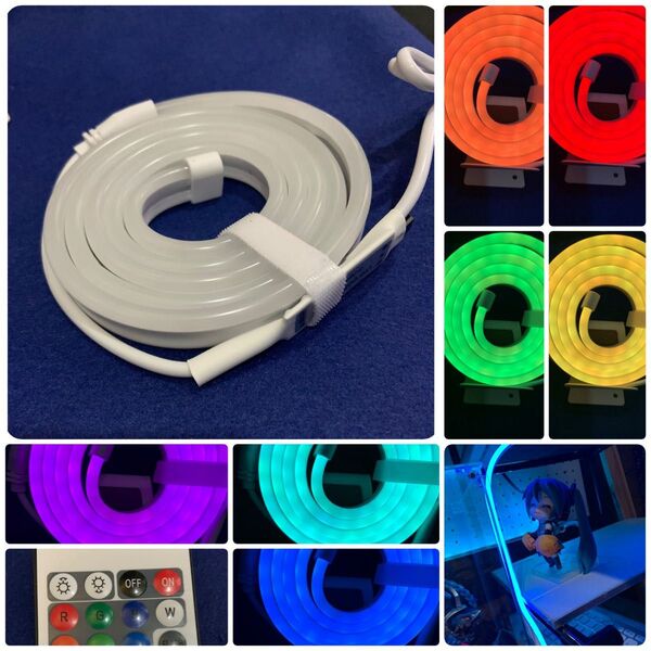LED ネオン コード 1m テープライト シリコン ライト 照明 DIY 七色