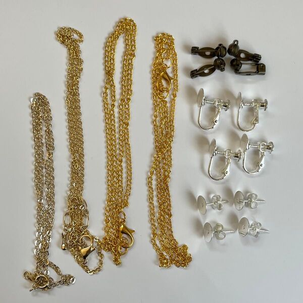 【未使用】アクセサリー金具 シルバー ゴールド アンティーク イヤリング ピアス ネックレス ブローチ まとめ売り バラ売り不可