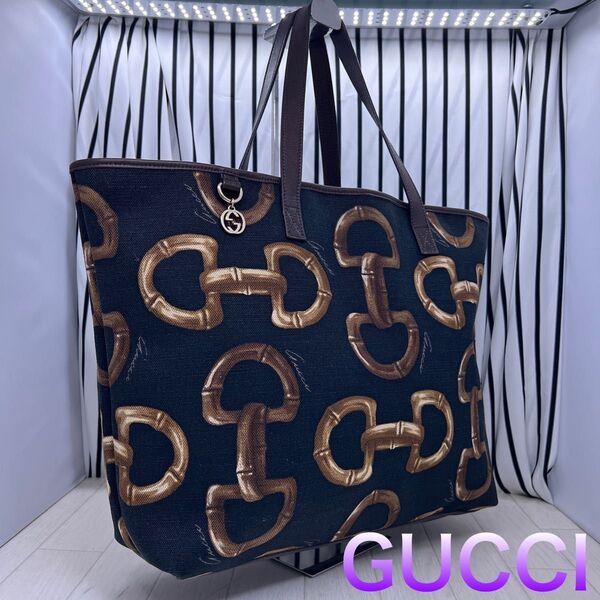 【美品】GUCCI×グッチ A4収納可能トートバッグ