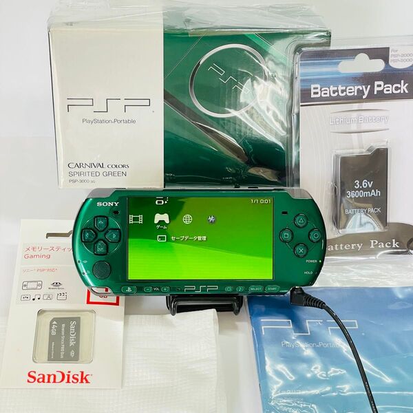 【極美品】PSP-3000 スピリティッドグリーン 箱付きフルセット品