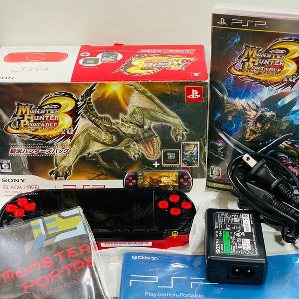 【箱付き】PSP-3000 新米ハンターズパック ブラック レッド モンスターハンターポータブル PSP