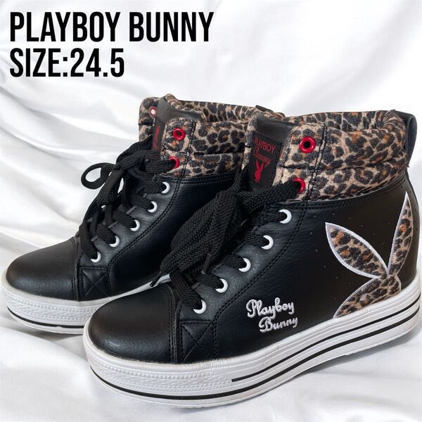 【極美品*】Playboy Bunny プレイボーイバニー ハイカットスニーカー 黒 ブラック