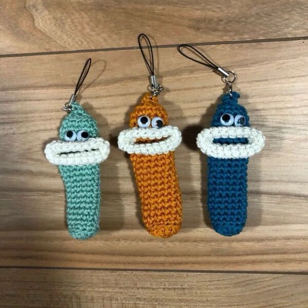 ハンドメイド パクパクモンスター リップケース ストラップ 小物入れ
