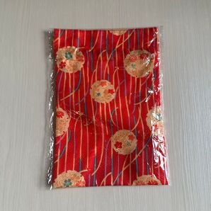 巾着 赤 和柄