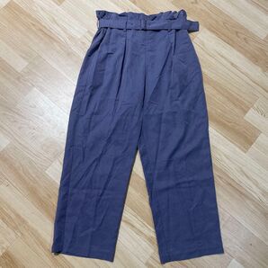 GU タック ワイド パンツ ブルーグレー XL