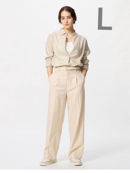 【新品タグ付き】ユニクロ タックワイドパンツ Lサイズ ベージュ