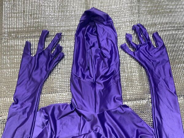 全身タイツ 光沢ツルスベ ゼンタイ 紫 Lサイズ Pケース 新品 ZENTAI