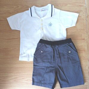 値下げ 廃盤品 子供 結婚式服 記念写真服 美品 ギンザノサエグサ コムサイズム 90 ポロシャツ ショートパンツ 上下セット