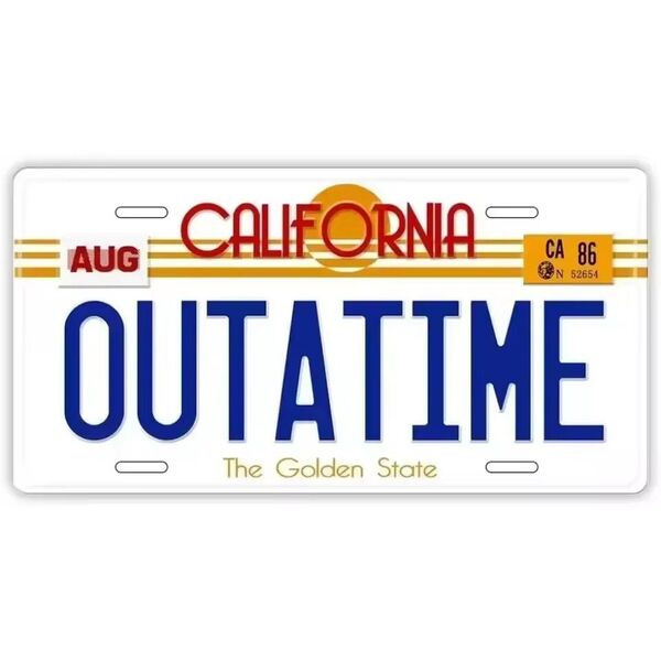 【新品】バック・トゥ・ザ・フューチャー デロリアン ナンバープレート「OUTATIME」 デロリアン