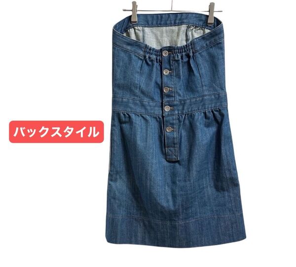 イエナ デニム ミニ ワンピース ボタン止め インディゴ デニムワンピース ベアトップ ミニ丈 バックスタイル可愛い