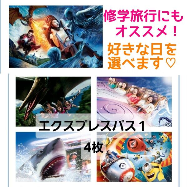 USJ「エクスプレスパス1」4枚/ 好きな日にお使い下さい!期限6月末まで /24hボーナス1.000円お得にどうぞ