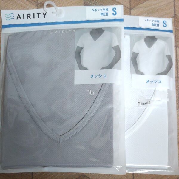 AIRITY メンズ Vネック半袖Tシャツ Sサイズ 2枚セット
