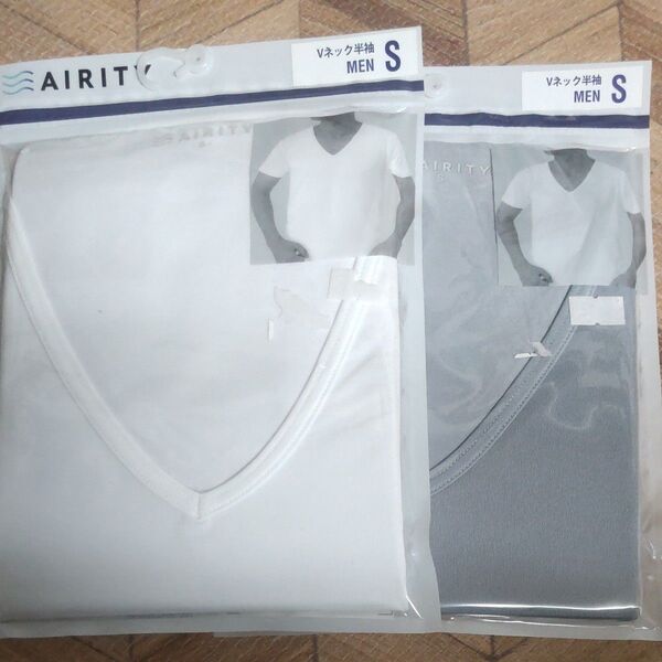 AIRITY Vネック半袖Tシャツ メンズ Sサイズ 2枚セット