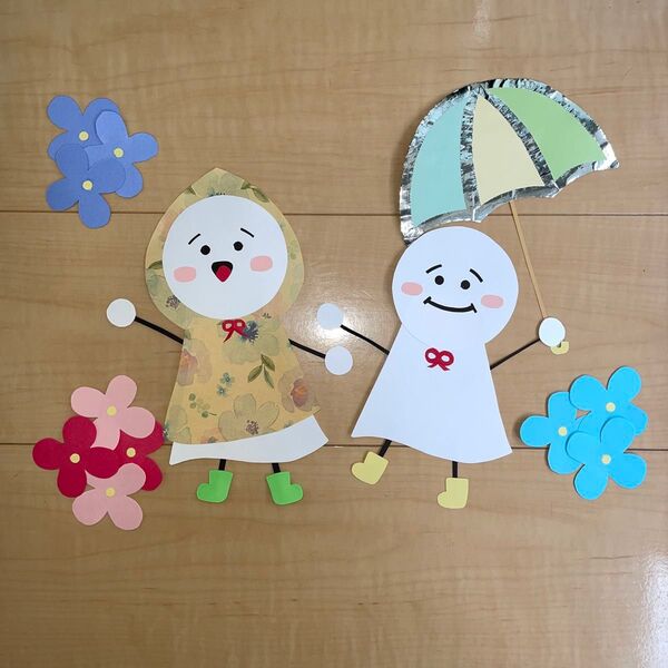 壁面飾り 6月 保育 てるてる坊主 梅雨 傘 紫陽花 花 可愛い 製作 保育士