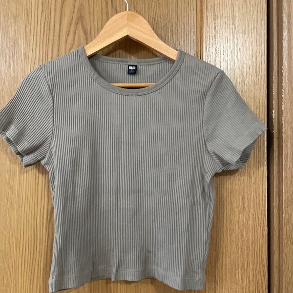 ユニクロ UNIQLO リブ Tシャツ M カーキ