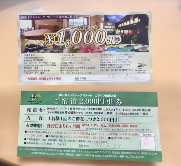 BBHホテルグループ リゾート宿泊割引券