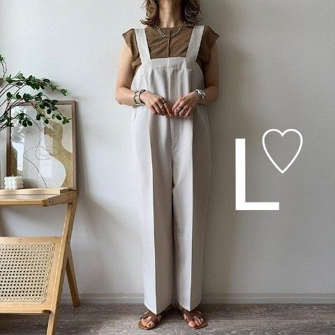 新品 しまむら mayo オールインワン Lサイズ クリーム aquaist サロペットパンツ