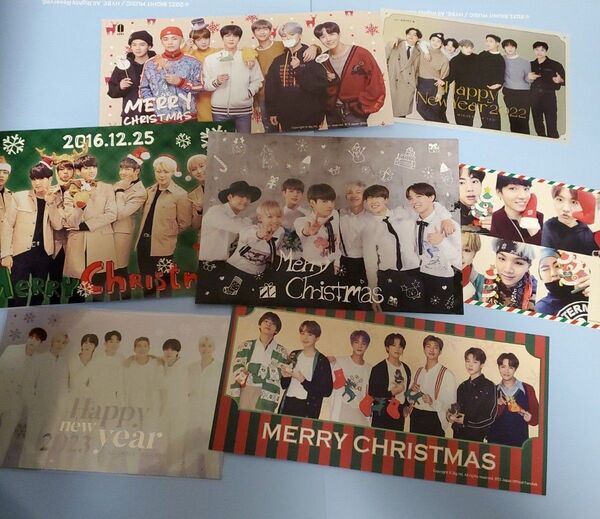 BTS 公式 非売品 日本FC限定 年賀状 クリスマスカード 7枚セット 裏面印刷日本語メッセージつき