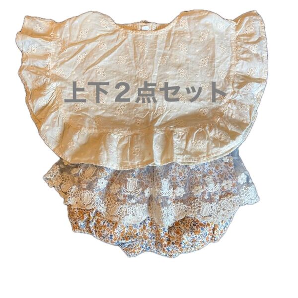 ベビー服 女の子 ブルマ トップス 2点セット 90 100 110 チュール 花柄 夏服